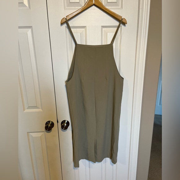 Contemporary Olive Clothing Apron Tunic Olive Green Sleeveless Dress One Size - Picture 3 of 12